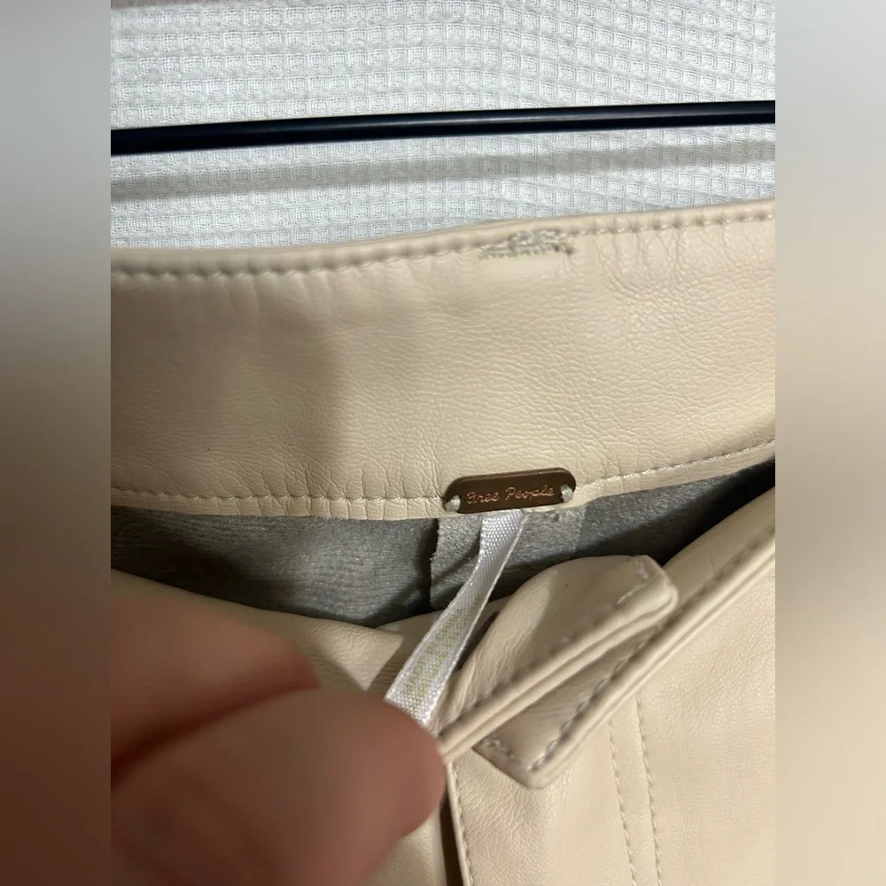 Free people cream pleather pants